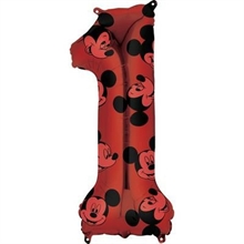 PALLONCINO MYLAR 26INCH 66CM NUMERO 1 ROSSO TOPOLINO