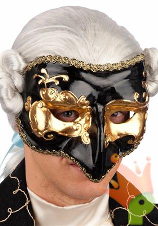 MASCHERA VENEZIANA MEZZO VISO NERO/ORO