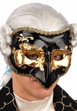 MASCHERA VENEZIANA MEZZO VISO NERO/ORO