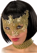 MASCHERA IN PLASTICA CON GLITTER ORO
