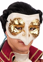MASCHERA VENEZIANO MEZZO VISO BIANCO/ORO