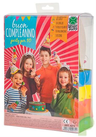 PARTY SET 10 CAPPELLI 5 STELLE 1 FESTONE 10 LINGUE 20 PALLONCINI
