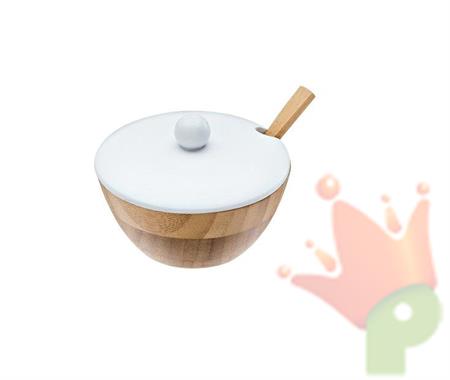 FORMAGGIERA IN BAMBOO CON TAPPO E CUCCHIAINO 11XH.5CM