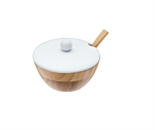 FORMAGGIERA IN BAMBOO CON TAPPO E CUCCHIAINO 11XH.5CM