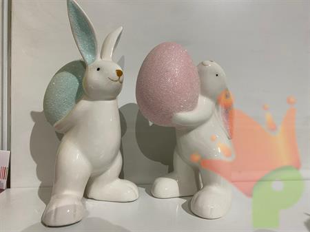 CONIGLIO IN CERAMICA CON UOVO 2ASS