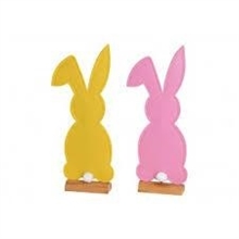 CONIGLIO IN FELTRO CON BASE DI LEGNO 14X41X5CM 2ASS