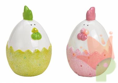UOVO A FORMA DI GALLINA IN CERAMICA 6X10X6CM 2ASS