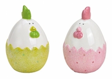 UOVO A FORMA DI GALLINA IN CERAMICA 6X10X6CM 2ASS