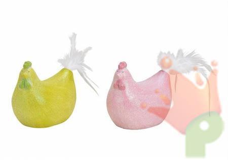 GALLINA IN CERAMICA GLITTER 2ASS 7X12X17CM