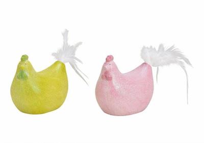 GALLINA IN CERAMICA GLITTER 2ASS 7X12X17CM