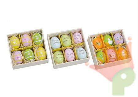 SET 6 UOVA DI PASQUA DECORATE 6CM