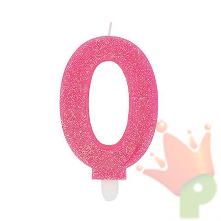 CANDELINA NUMERO 0 DI CERA SWEETY FUCSIA GLITTER 9CM