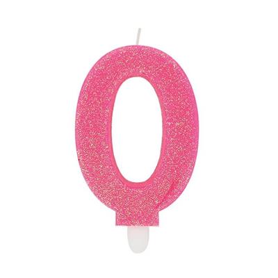 CANDELINA NUMERO 0 DI CERA SWEETY FUCSIA GLITTER 9CM