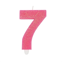 CANDELINA NUMERO 7 DI CERA SWEETY FUCSIA GLITTER 9CM