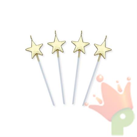 CANDELINE PICKS STELLE ORO METAL 13CM 4PZ