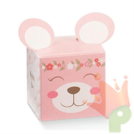 SCATOLINA CUBO 50X50X50MM PON PON ROSA 10PZ