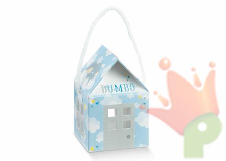 SCATOLINA CASETTA CON CORDINO 55X55X50MM DUMBO AZZURRO 10PZ