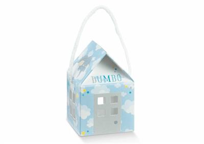 SCATOLINA CASETTA CON CORDINO 55X55X50MM DUMBO AZZURRO 10PZ
