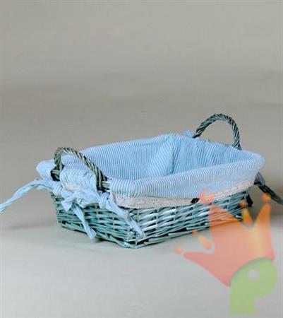 CESTINO RETTANGOLARE CON STOFFA AZZURRA 23X31CM