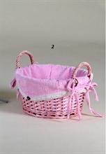 CESTINO ROTONDO CON STOFFA ROSA 24,5CM