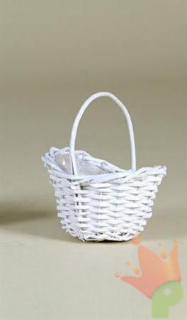 CESTO VIMINI CON MANICO OVALE BIANCO 14X11CM