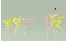 PICK UCCELLINO COLORATO IN LEGNO CON FIOCCO 12PZ N°1