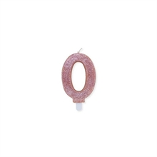 CANDELINA NUMERO 0 CERA SWEETY ROSE GOLD GLITTER 9CM
