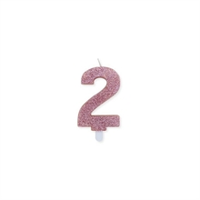 CANDELINA NUMERO 2 CERA SWEETY ROSE GOLD GLITTER 9CM
