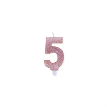 CANDELINA NUMERO 5 CERA SWEETY ROSE GOLD GLITTER 9CM