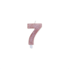 CANDELINA NUMERO 7 CERA SWEETY ROSE GOLD GLITTER 9CM
