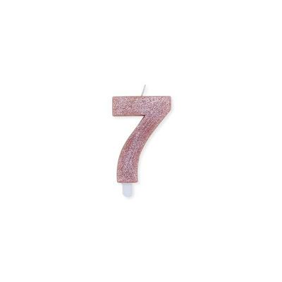 CANDELINA NUMERO 7 CERA SWEETY ROSE GOLD GLITTER 9CM