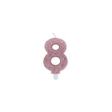 CANDELINA NUMERO 8 CERA SWEETY ROSE GOLD GLITTER 9CM