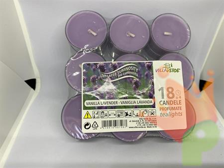 TEALIGHT PROFUMATI VANIGLIA-LAVANDA 18PZ