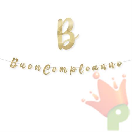 FESTONE SCRITTA ITALIC BUON COMPLEANNO ORO METAL