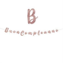 FESTONE SCRITTA ITALIC BUON COMPLEANNO ROSE GOLD