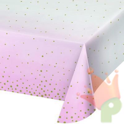 TOVAGLIA IN CARTA 137X259CM RIGHE BIANCO E ROSA CON POIS ORO