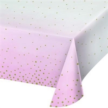 TOVAGLIA IN CARTA 137X259CM RIGHE BIANCO E ROSA CON POIS ORO