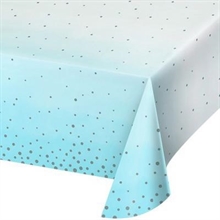 TOVAGLIA IN CARTA 137X259CM BIANCA E AZZURRO CON POIS ARGENTO