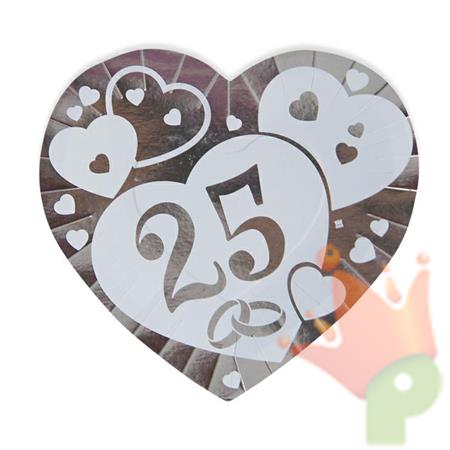PIATTO CUORE 26X24CM NOZZE D'ARGENTO 6PZ
