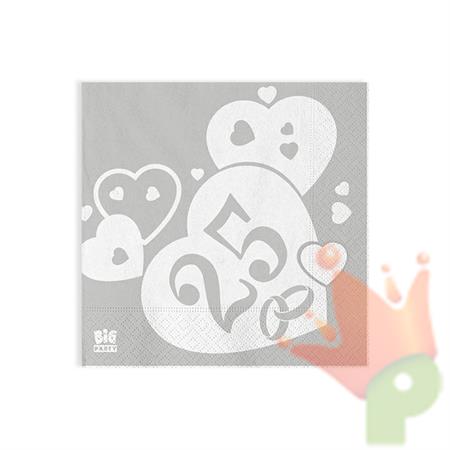 TOVAGLIOLI 25X25 NOZZE D'ARGENTO 20PZ