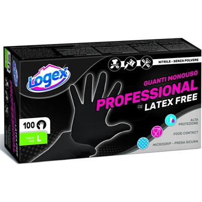 GUANTI IN NITRILE NERO TG. L 100PZ
