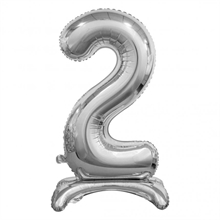 PALLONCINO MYLAR NUMERO 2 30INCH-74CM ARGENTO AD ARIA