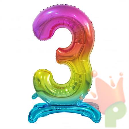 PALLONCINO MYLAR NUMERO 3 18INCH-38CM MULTICOLOR AD ARIA