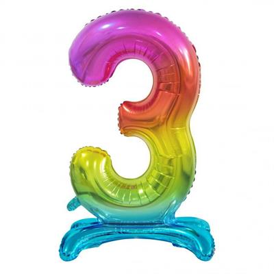 PALLONCINO MYLAR NUMERO 3 18INCH-38CM MULTICOLOR AD ARIA