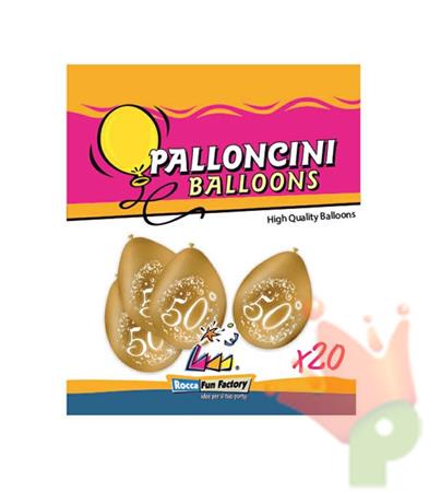 PALLONCINI 9INCH 50° ANNIVERSARIO ORO 20PZ