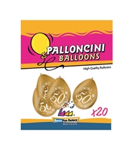 PALLONCINI 9INCH 50° ANNIVERSARIO ORO 20PZ