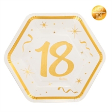 PIATTI 23CM ESAGONALI 18 ANNI GOLD 8PZ