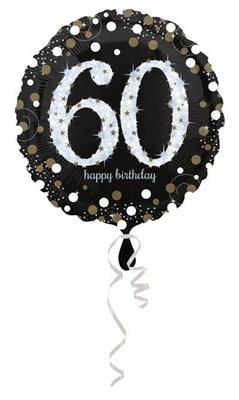 PALLONCINO MYLAR 17INCH 42CM SPARKLING BIRTHDAY 60