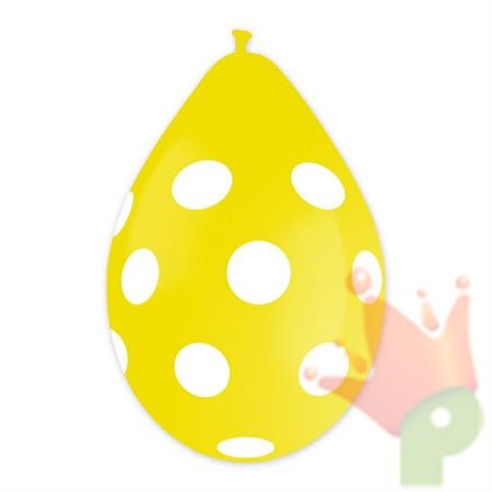 PALLONCINI 12INCH - 30CM ALL AROUND POIS GIALLO 10PZ
