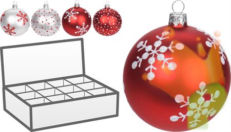 SFERA VETRO 10CM ROSSO/BIANCO 4ASS